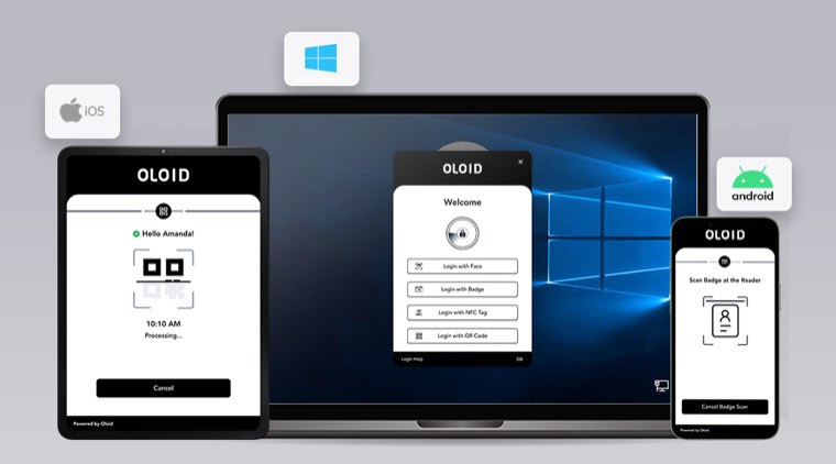 Oloid authentication running on tablet, Windows desktop and mobile